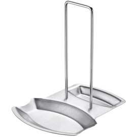 Westmark Shelf for Lid + Spoon - Cutlery and Pot Lid Tray Suitable for Lid Diameter 16 - 32 cm, with Deep Recesses for Catching Liquids - Stainless Steel