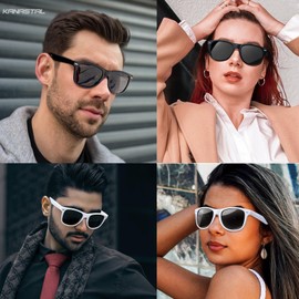 KANASTAL Sunglasses for Women Men Polarized Sunglasses Womens Trendy Sun Glasses Square Black and White Shades UV400 Protection for Driving Fishing Traveling