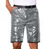 Lars Amadeus Sparkly Silver Sequin Shorts for Men's Straight Leg