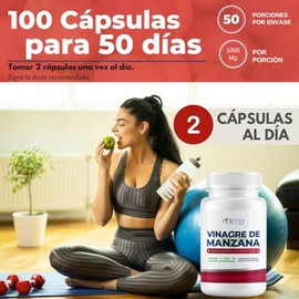 NAIMA Vinagre de Manzana, 100 Cápsulas  Suplemento Alimenticio 100 Puro y Natural Apoyo Digestivo y Bienestar General Sin Aditivos                    