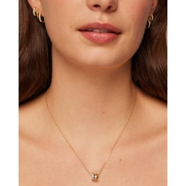 PAVOI 14K Yellow Gold Plated CZ Rondelle Pendant Necklace for Women | Two-Toned Dainty Necklaces | Cubic Zirconia Rondelle Pendant