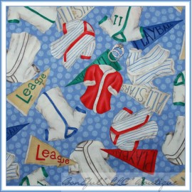 Signature BonEful Fabric FQ Cotton Ball Baseball Little League Top Flag Blue Red White Dot