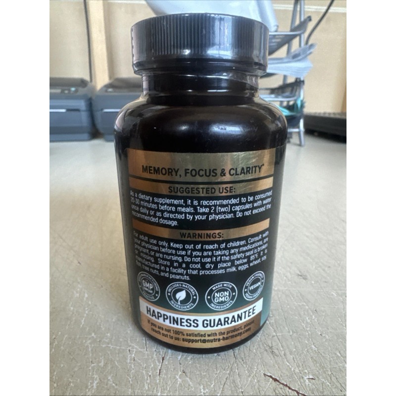 Nutra Harmony Lion's Mane Supplement - 1200mg - 120 Capsules