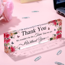 Pinkunn Boss Lady Gifts for Women Inspirational Quotes Office Gifts for Women Acrylic Boss Lady Office Decor Boss Birthday Gifts Boss Appreciation Keepsake and Paperweight for Leader(Flower Style)