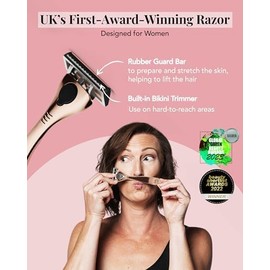 4-Pack Premium SmoothGlide Women’s Razors Blades - Diamond-Coated 6-Blade Razors for Women w/Sensitive Skin - FFS Razor Blades Refill w/Lubricating Vitamin E Strip & Built-In Bikini Shaver Trimmer