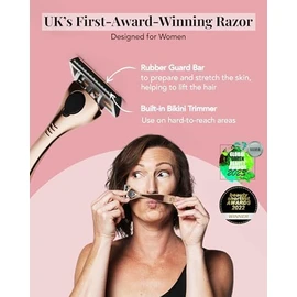 4-Pack Premium SmoothGlide Women’s Razors Blades - Diamond-Coated 6-Blade Razors for Women w/Sensitive Skin - FFS Razor Blades Refill w/Lubricating Vitamin E Strip & Built-In Bikini Shaver Trimmer