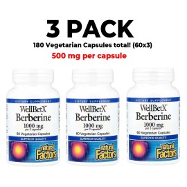 Natural Factors, WellBetX Berberine, 3 PACK, 500 mg, 60 Vegetarian Capsules each