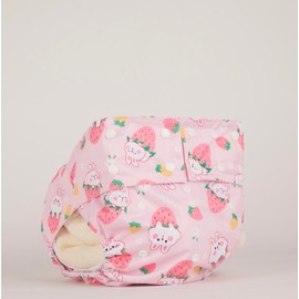 ABDL Adult Print Diaper, Unisex - IC Strawberry and Pink Rabbit Leak Proof, Highly Absorbent Diaper, Adult Diaper Cover/Wrap, ABDL　　Japanese Standard
