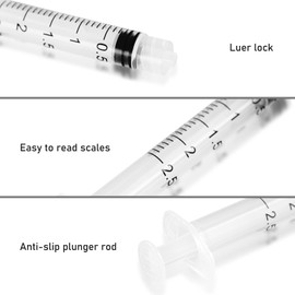 2.5ml Disposable Luer Lock Syringes with 23G 1 Inch Needle Individual Package - Pack of 20