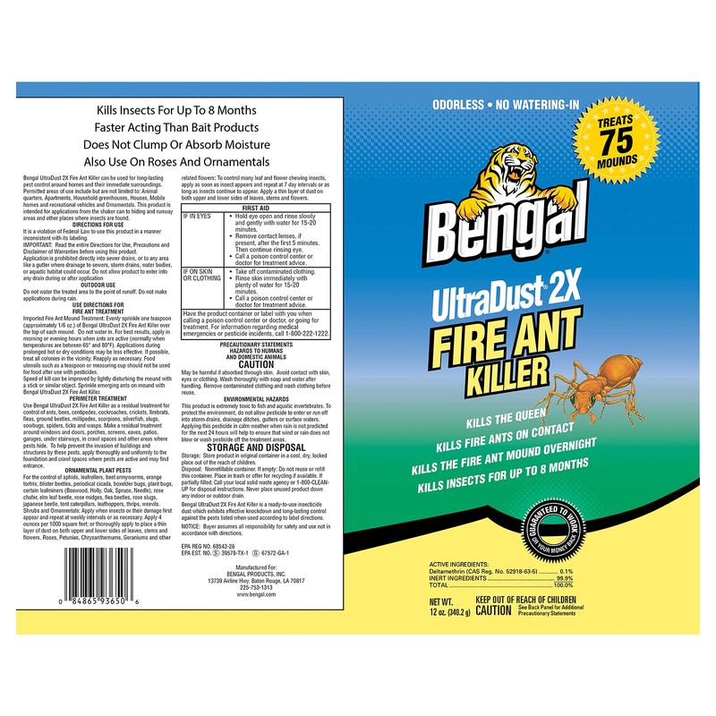 Bengal Products, Inc 93650 Ultra Dust Fire Ant Killer 12