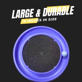 Shizhoo Scratch and Spin Cat Scratcher Pad with Interactive Spinning Ball for Active Play (Blue)