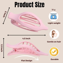 8 Pack Pastel Pink Flat Hair Clips – Cute Matte Gradient Claw Clips for Girls & Women, Strong Hold No-Slip Barrettes for Thick or Thin Hair, Aesthetic Soft Girl Style Accessories