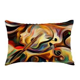 rkouqak Throw Pillow Covers Colorful Human and Musical Shapes Inner Melody Art Pillow Cases Cotton Linen Waist Lumbar Cushion Cover Sofa Home Decorative Rectangle 12x20 Inches, Rqk-YZ037