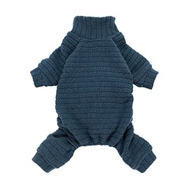 Fitwarm Turtleneck Knitted Dog Sweater Puppy Pajamas Thermal Doggie Winter Clothes Knitwear Pet Coats Cat Apparel Blue X-Small