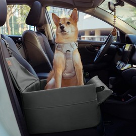 FUNNYFUZZY Dog Car Seat for Small Dogs, Waterproof Dog Booster Car Seat, Faux Leather Pet Car Seat Travel Bed with Thick Cushion, Car Seat for Dogs (Abyss Blue, 19.69" L x 17.72" W x 9.45" H)