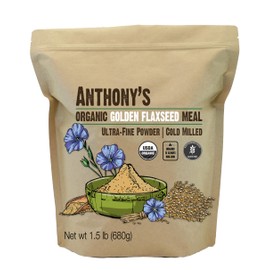 Anthony's Organic Golden Flaxseed Meal, 1.5 lb, Gluten Free, Non-GMO, Vegan, Ground Golden Flaxseed