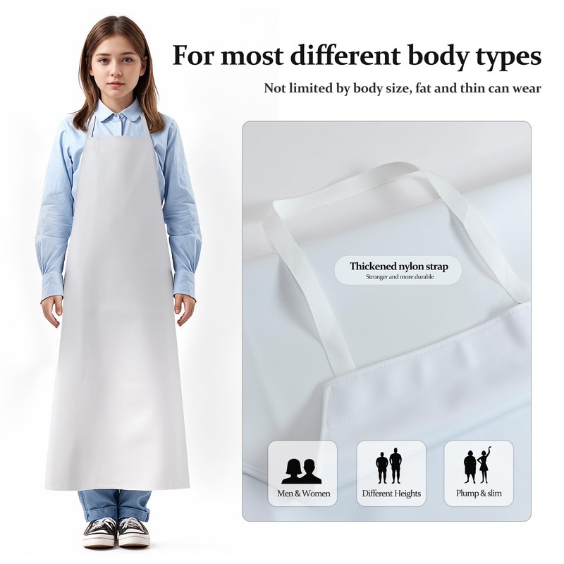 Heavy-Duty White Rubber Vinyl PVC Apron for Food Processing -