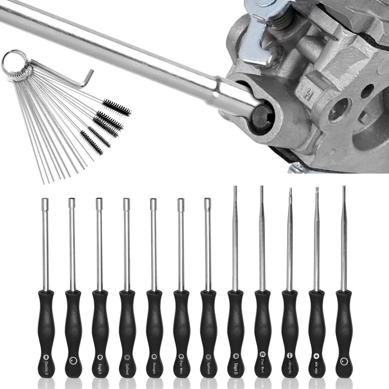 Hoypeyfiy 12pcs Carburetor Adjustment Tool Kit Screwdrivers with Brush for