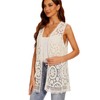 Women's Crochet Floral Boho Lace Trim Sleeveless Kimono Open Front
