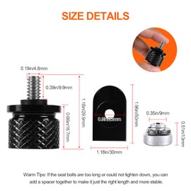 Sresk Motorcycle Fender Rear Seat Bolt 1/4"-20 Thread Screw Nut Kit with Mounting Knob Cover for Harley Softail Dyna Fatbob Sportster CVO Touring Electra Glide Street Glide1996-2025 (Black 03)