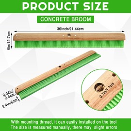 Yiyiring 1 Pcs 36'' Green Soft Broom Without Handle Soft Flow Through Brush with Mounting Threads for Concrete Finishes, Hard Floors, Yards