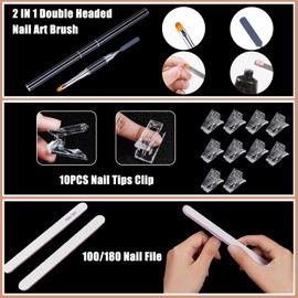 GZMAYUEN 288-Piece Dual Nail Shapes Set, 12 Shapes Nail Extension Extension Nail Shapes Nail Shape with Dual-Ended Nail Brush, Nail Tips Clip and Nail File for Polygel Extension Artificial