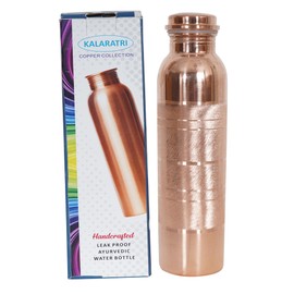 KALARATRI COPPER BOTTLE Pure Copper Water Bottle 34 Oz Copper Water Bottle - Leak Proof (34 Oz) (Without Pitambari Powder)