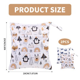 SubTack Wetbag Kindergarten – 2 Stück Wetbag Nasstasche mit Reißverschluss, Wiederverwendbare Wet Bag für Windeln, Kleidung, Reisen, Unterwegs, wasserdichte Nasstasche für Kita, Schwimmen, Sport