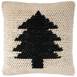 Mina Victory Holiday Throw Pillow, 20" x 20", Ivory Black