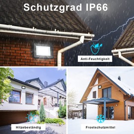 Sonnewelt LED Spotlight Outdoor Floodlight 2 x 30 W Outdoor Spotlight 2550 lm Floodlight 3000 K Warm White IP66 Waterproof Outdoor Spotlight for Sports Field Lawns Backyard Driveway Garage Hallway