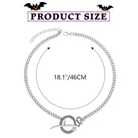 AJACITY Chunky Snake Choker Necklaces Silver Punk Circle Pandant Necklace for Women