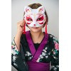 Clear Stone Japanese Style Mask Cat Half Face White Flame