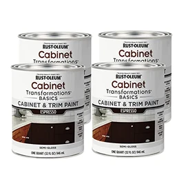 Rust-Oleum 372011-4PK Transformations Basics Cabinet & Trim Paint, Quart, Espresso, 4 Pack
