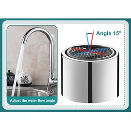 Female Faucet Aerator with Angle Adjustable Kitchen Sink Aerators, Faucet Filter Bathroom Sink with Chrome Solid Brass Shell Female Thread 55/64 inch Aerator for Sink Faucet with Gasket