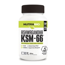 Nutrabio Ashwagandha KSM-66 600mg V-Cap Vegan, 1 unit, 90 tablets / 뉴트라바이오 아슈와간다 KSM-66 600mg 브이-캡 비건, 1개, 90정
