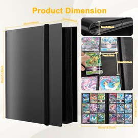 PUWOWYE Trading Card Album for Scrapbook Cards, 360 Pockets Transparent Trading Cards, Trading Card Albums, Waterproof, Folder Card Collection, Scrapbook Black