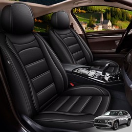 RAWAKORW Custom Fit Tucson Car Seat Covers for Select Hyundai Tucson SEL SE Limited 2022 2023 2024 2025, Full Set Faux Leather Full Coverage SUV Seat Protectors (Black)