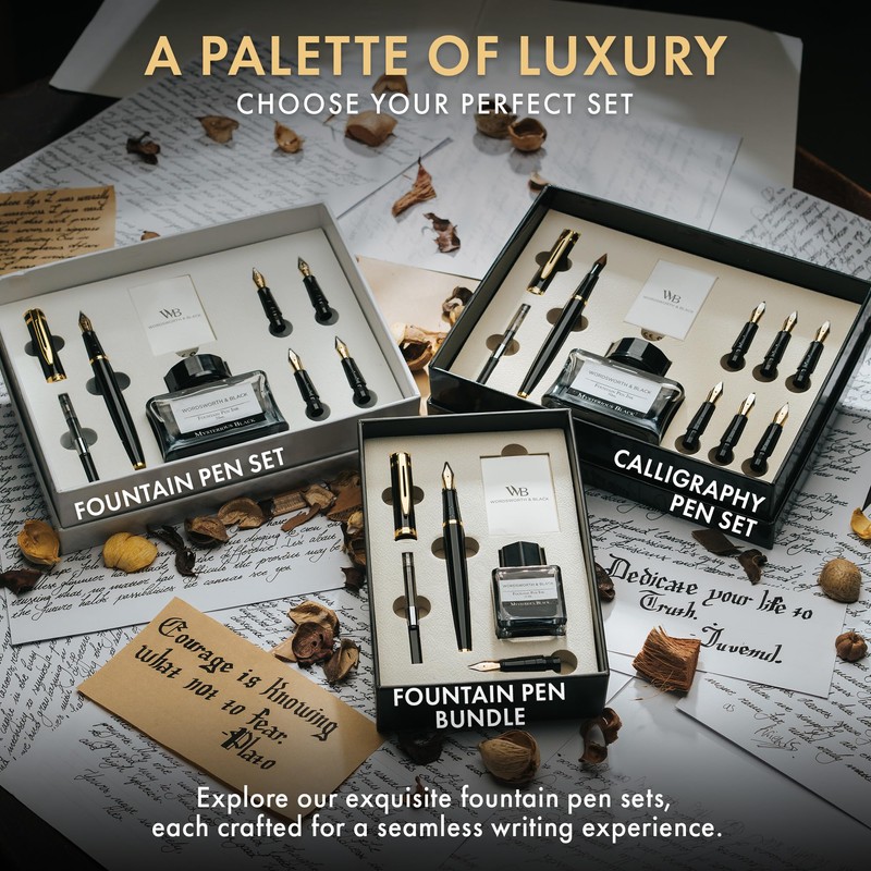 Wordsworth & Black Fountain Pen Set,18K Gilded Medium and Extra