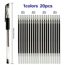 Dinggaogao 4 Heat Erasable Pens Fabric Marker Barrels, 20 black Refills for quilting supplies, sewing supplies, embroidery, diy crafts. (black)