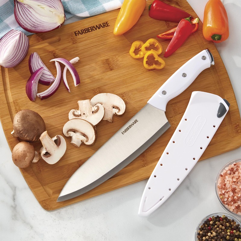 Farberware Edgekeeper Triple Riveted Chef Knife with Self-Sharpening Blade Cover,