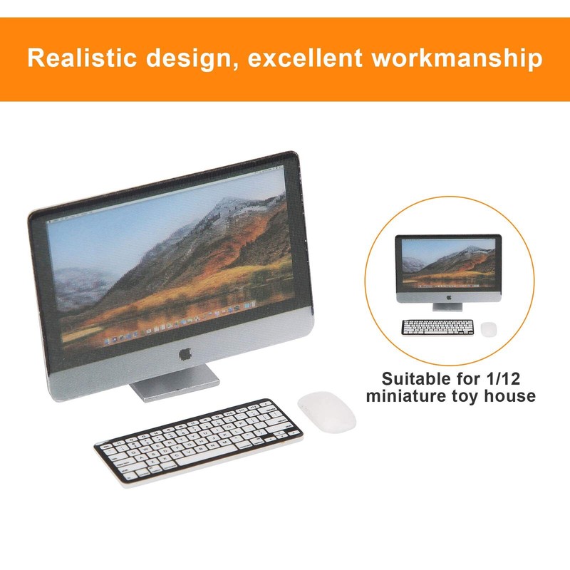 Unbranded 1:6/1:12 Dollhouse Miniature 3Pc Set Desktop Computer Keyboard Mouse