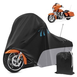 Tokept Motorcycle Cover, with Vents Dirt Bike Cover,for Different Touring Models Harley Davidson Road King,Road Glide,Street Glide,Electra Glide,Low Rider-ST (Black&Grey)