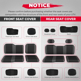 KEMIMOTO 1680D Black Seat Covers Compatible with 2020-2025 Polaris Ranger Crew 1000 Premium, 2017-2021 Ranger Crew XP 1000, UTV Seat Cover Set with Headrest Cover