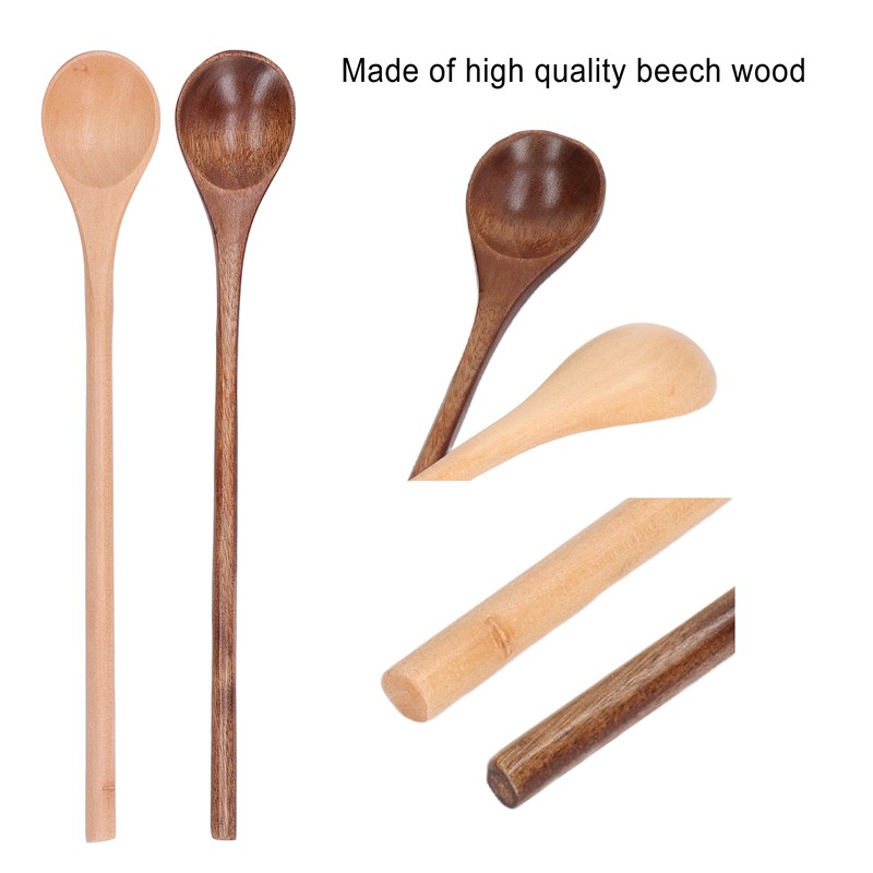 8 Pcs Wooden Spoon Beech Wood Safe Environmentally Friendly Wooden