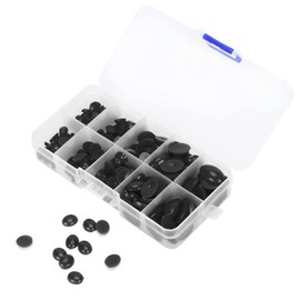 180pcs Ojos de Seguridad de Plástico Y Nariz Ovalada Muñeca Plana Accesorios para Hacer Bricolaje en Varios Tamaños para Osito de Peluche, Muñecas de Punto, Marionetas(Negro)