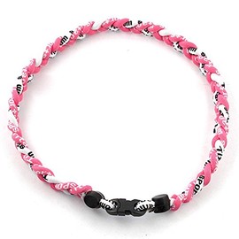 MapofBeauty 18 Inch Two Colors Three Braided Rope Tornado Necklace (Pink/White)