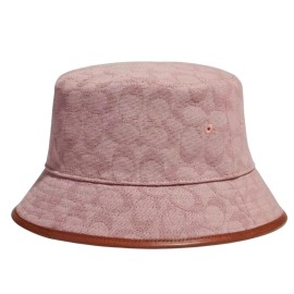 COACH SIGNATURE JACQUARD BUCKET HAT IN COLOR FADED PINK