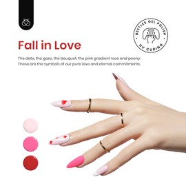 beetles Gel Polish Beetles Pink Gel Nail Polish Set -6 Colors Pink Gel Polish Nail Kit Red Nude Pink White Glitter Color Gel Fall in Love Collection Soak Off Uv LED Nail Lamp Valentines Day Gifts for Women