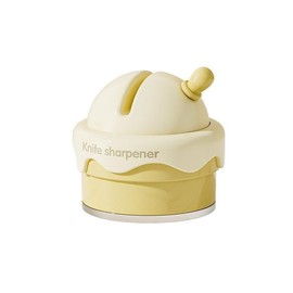 Ice Cream Shaped Suction Cup Knife Sharpener - Professional Grit Sharpening Stone for Kitchen Knives & Scissors, Non-Slip Base (Yellow)