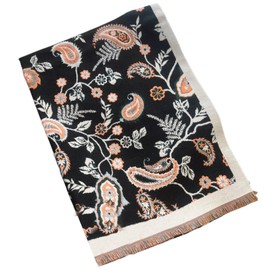 GFM® Cashmere Texture Pashmina Style Scarf Shawl for Autumn Winter (FRLSHL-BB) (Frlshl-58-Black)(Frlshl-58-KL)